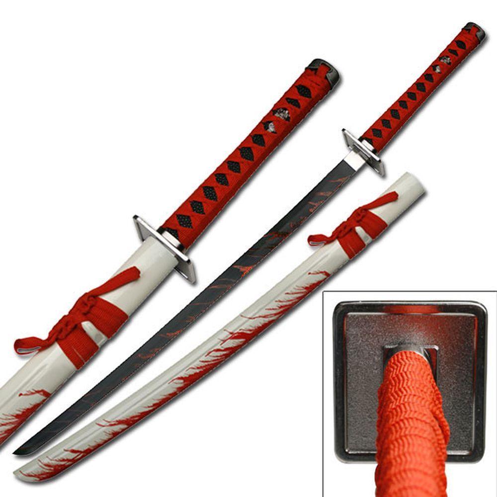 Cool Black and a Red Sword Logo - NEW! 40.25 Black, White, Red Blood Splatter Japanese Samurai Carbon