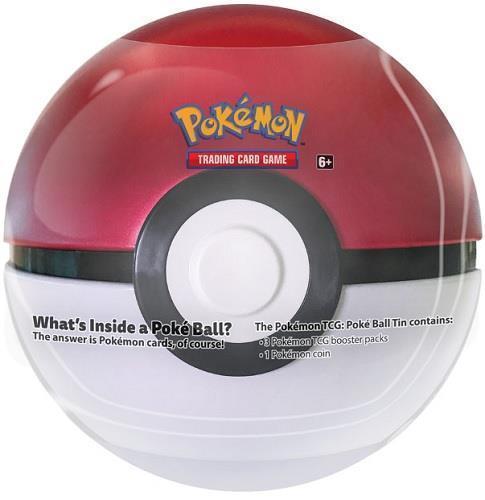 Pokemon Red and White Ball Logo - Pokemon TCG Poke Ball 2018 Pokeball Tin (Red/White) w/ 3 booster ...