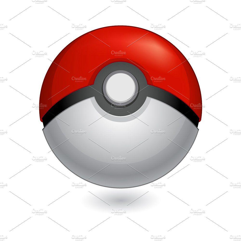 Pokemon Red and White Ball Logo - Poké Ball vector set.Pokemon go icon ~ Graphic Objects ~ Creative Market