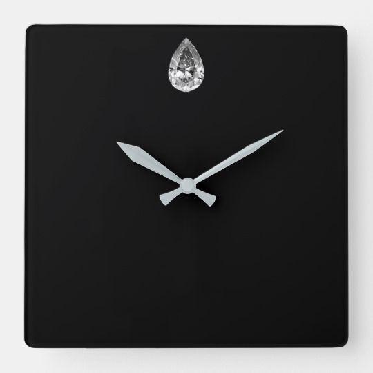 Diamond & Silver VIP Logo - Minimal Vip Black Silver Diamond Graphite Metallic Square Wall Clock ...