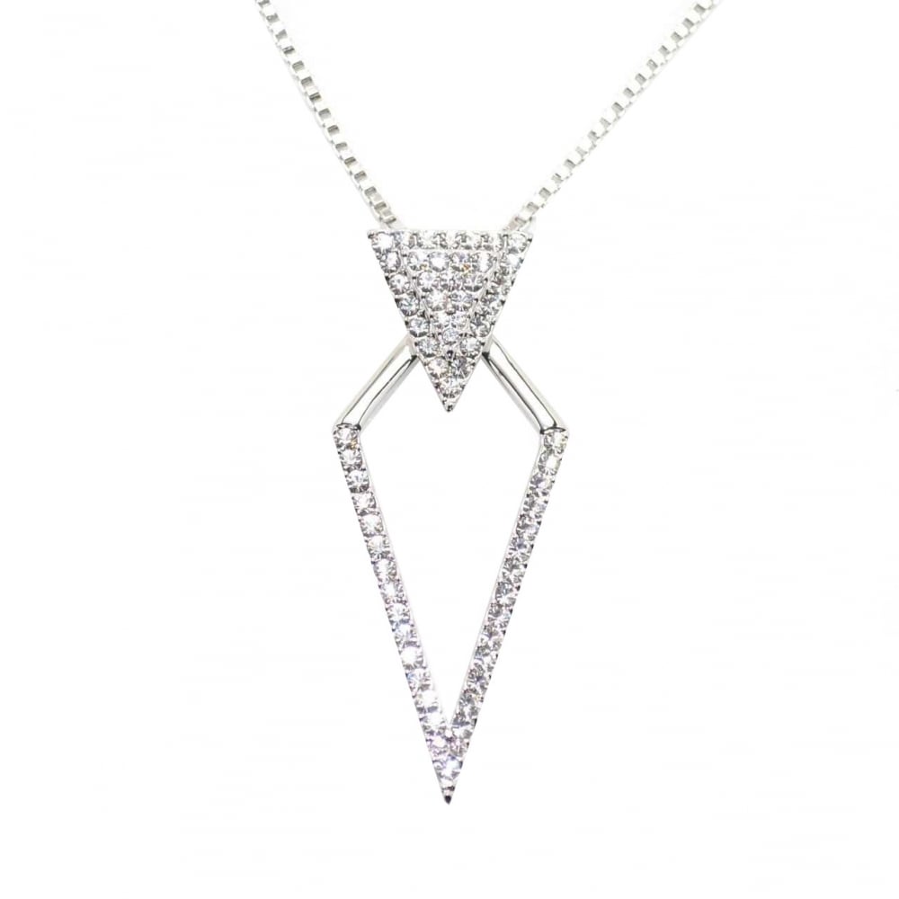 Diamond & Silver VIP Logo - VIP Silver Plated Crystal Set Diamond Shape Pendant And Chain