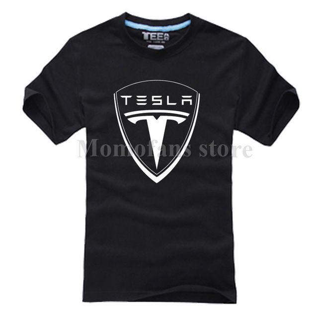 Off Brand Clothing Logo - New Fashion Tesla logo T shirt Brand Clothing Letter Print T Shirt ...