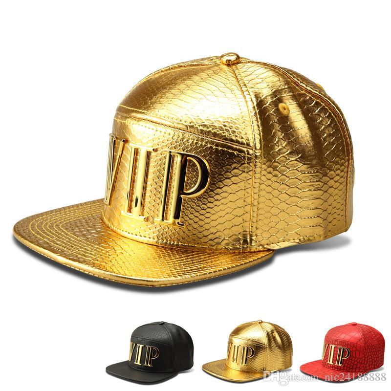 Diamond & Silver VIP Logo - Hip Hop Luxury PU Crocodile Grain Leather Hats Diamond Snapback