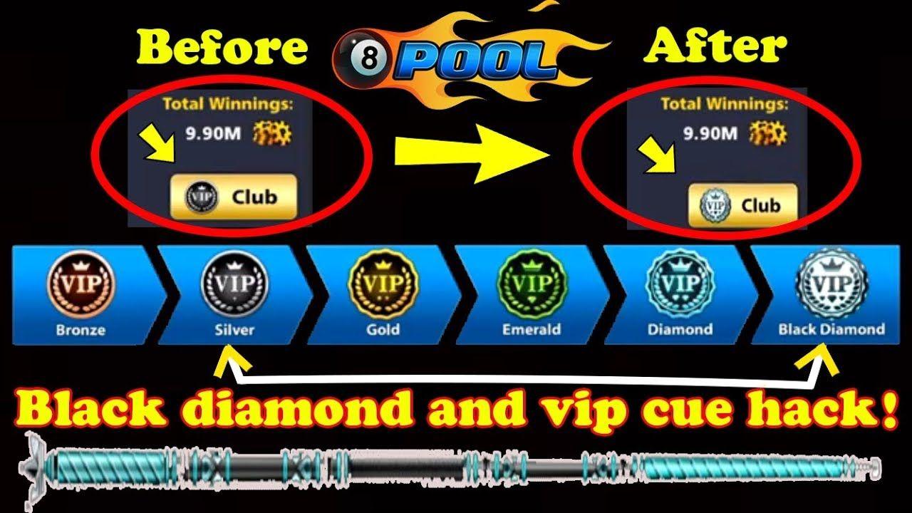 Diamond & Silver VIP Logo - 8 Ball Pool - How To Get Black Diamond on a account and FREE VIP CUE ...