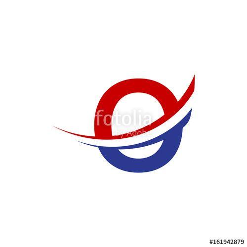 Red Letter O Logo - initial letter O logo swoosh wing - red blue color