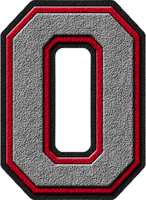 Red Letter O Logo - Presentation Alphabets: Silver & Red Varsity Letter O