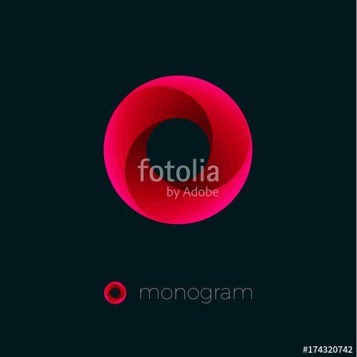 Red Letter O Logo - Vortex logo. Red letter emblem. O monogram. Dynamic swirl. Stock