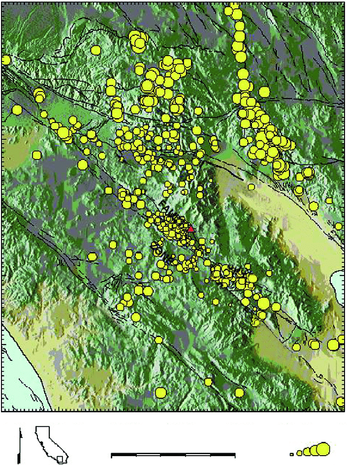 Plant Green and Red Triangle Logo - 7. Location of Garner Valley (red triangle), recorded seismicity ...