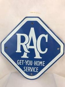 RAC Advertisement Logo - RAC Get You Home Service Enamel Porcelain Advertising Original Sign
