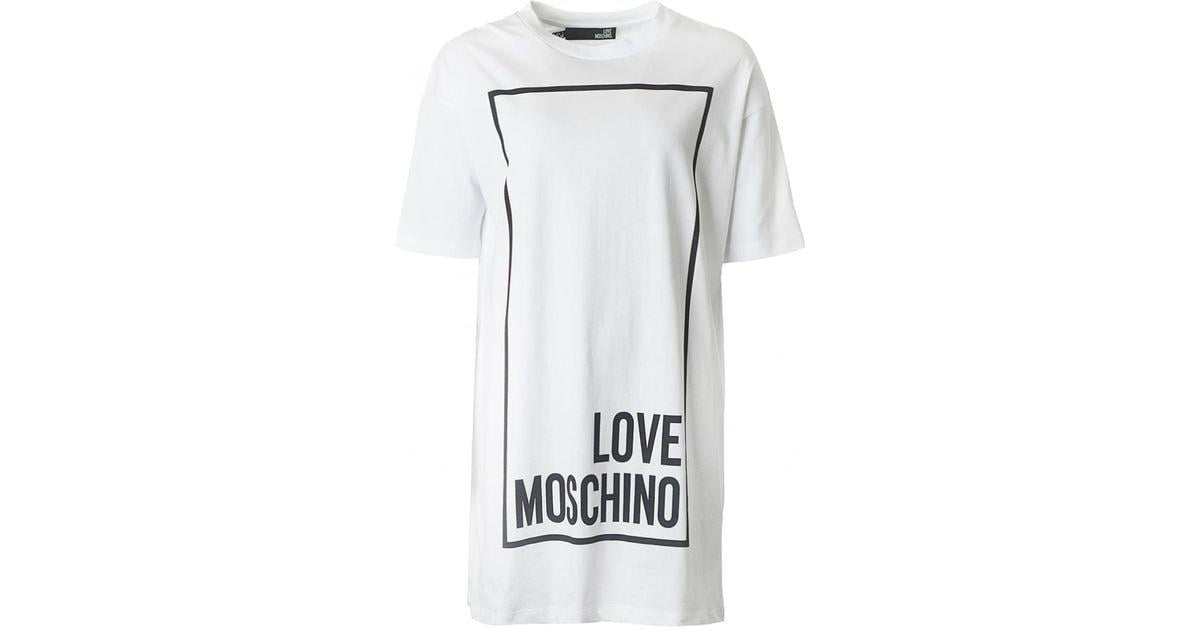 T-Shirt Square Logo - Love Moschino Square Logo T-shirt Dress in White - Lyst