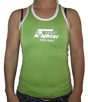 Green with White Outline Logo - 4Fighter Lady- and Fitness Tanktop green with white Outlines