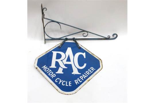RAC Advertisement Logo - A Vintage Blue Enamel ''RAC Motorcycle Repairer'' ...