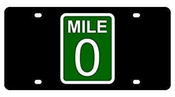 Green with White Outline Logo - Carbon Steel License Plate- Mile Marker White Outline