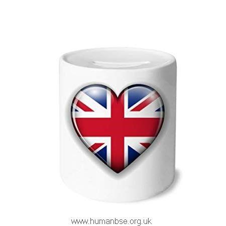 Box Britain Logo - DIYthinker Union Jack Heart-shaped Britain UK Flag Money Box Saving ...