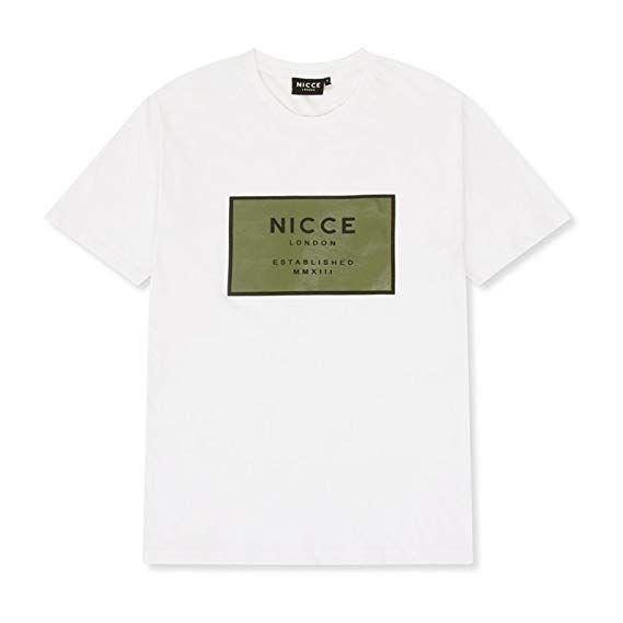 T-Shirt Square Logo - Nicce White Est 13 Square Logo T Shirt: Amazon.co.uk: Clothing