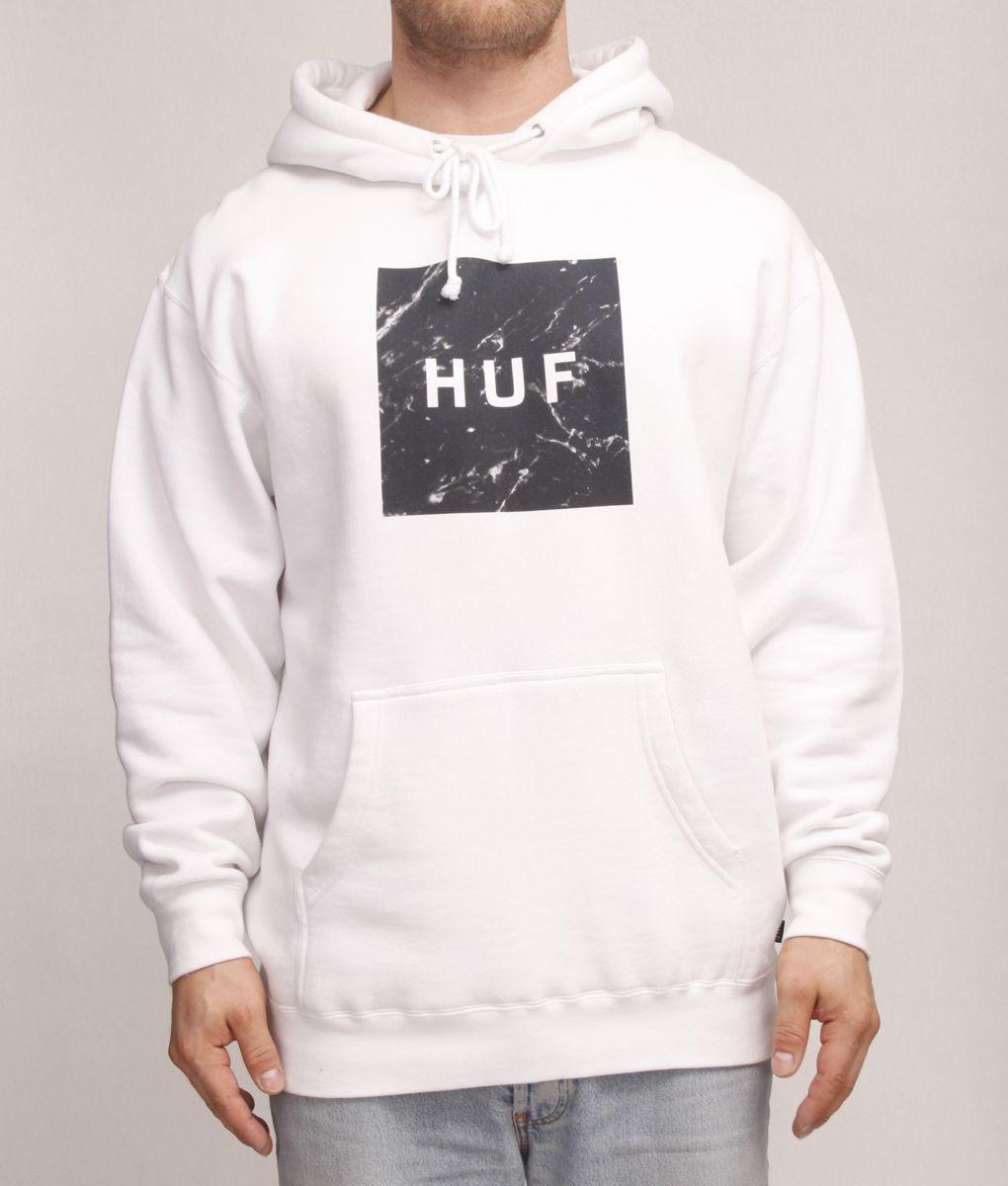 HUF Box Logo - HUF Marble Box Logo Hoodie White | Driftwood