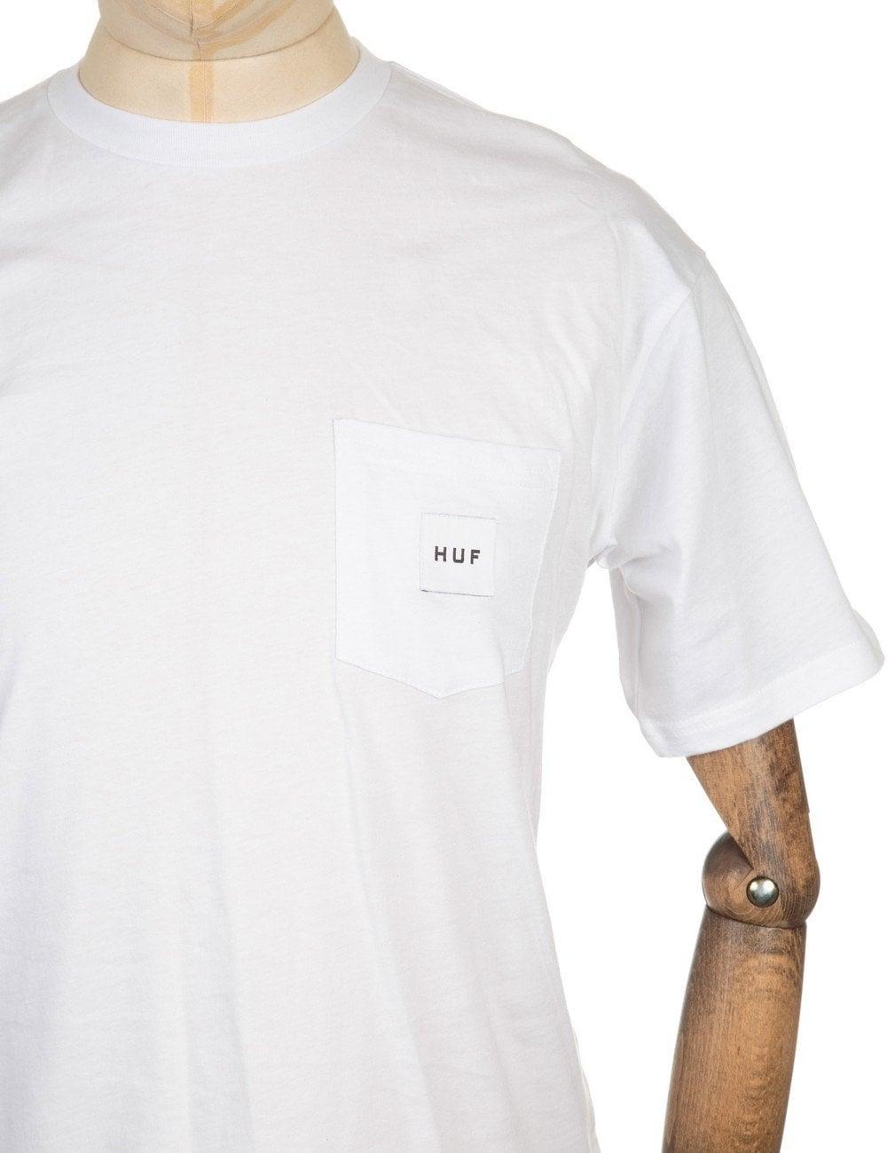 HUF Box Logo - Huf Box Logo Pocket T-shirt - White - T Shirts from Fat Buddha Store UK