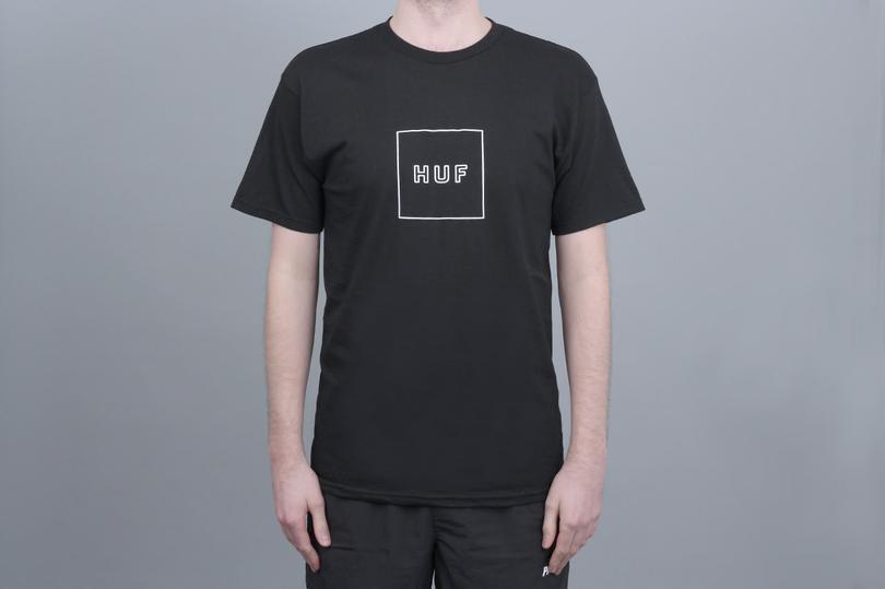 HUF Box Logo - HUF Box Logo Puff T Shirt Black From Slam City Skates London UK