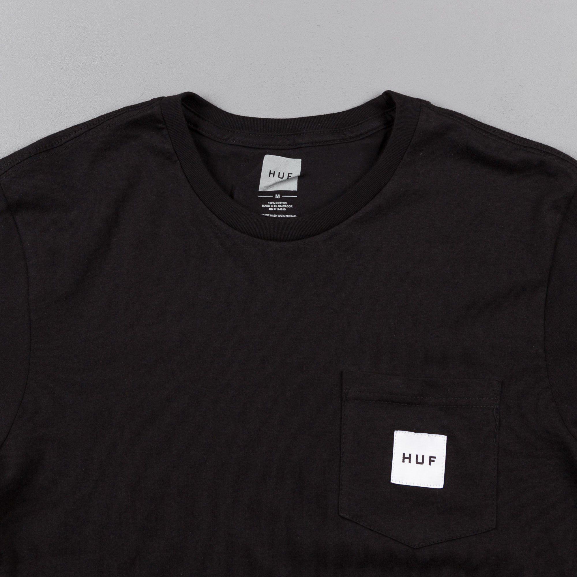 HUF Box Logo - HUF Box Logo Pocket T Shirt Black | Flatspot