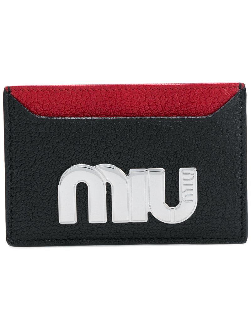 Miu Miu Logo - Miu Miu Logo Patch Cardholder in Black - Lyst