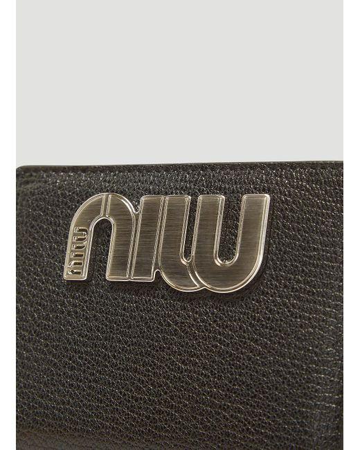 Miu Miu Logo - Miu Miu Logo Madras Miu Bi-fold Wallet In Black in Black - Save ...