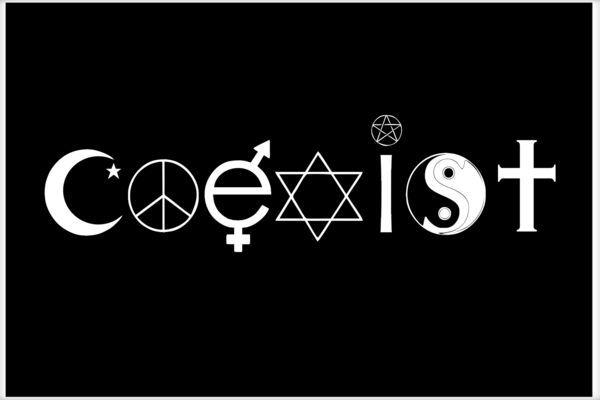 Cool Evil Logo - COEXIST Logo Love Peace Good Evil Cool Poster
