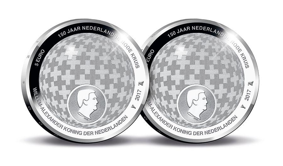 White Globe Red Cross Logo - 2017 Red Cross Netherland €5 commemorative coin - Numismag