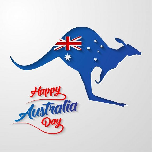 Blue Kangaroo Logo - Happy Australia Day Calligraphy Lettering With Blue Kangaroo, 26