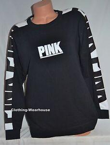 Varsity L Logo - Victoria's Secret PINK Black White Logo Side Zip Varsity Crew