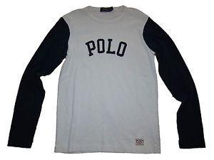 Varsity L Logo - Polo Ralph Lauren White Navy Blue Varsity Logo Baseball Long Sleeve ...