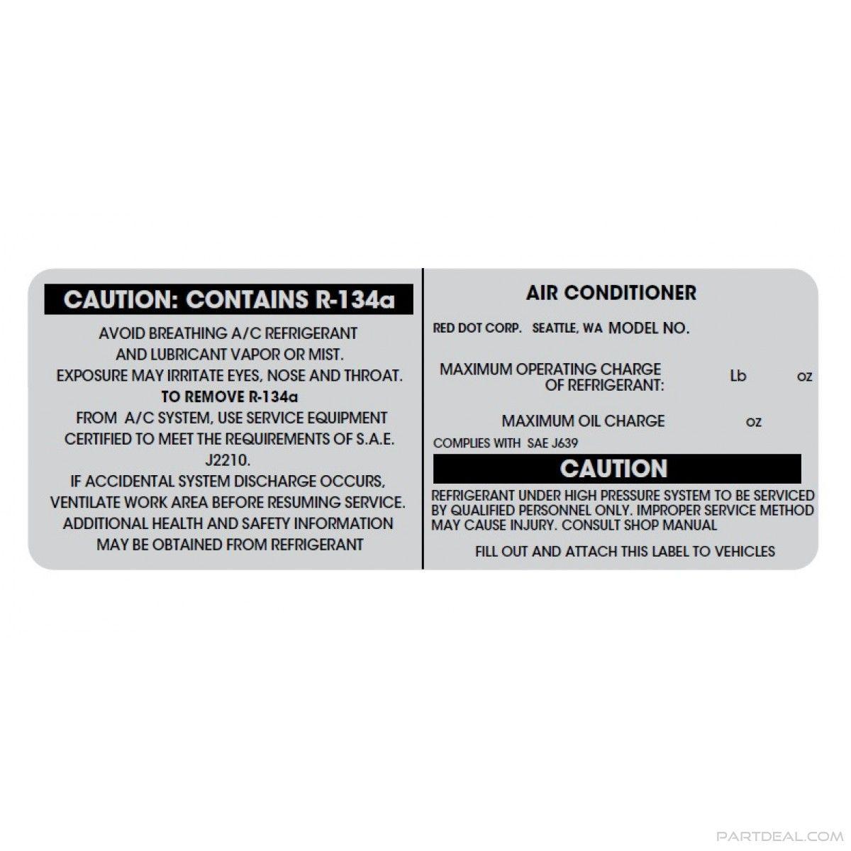 Red Dot Corp Logo - Red Dot-Red Dot R-134a Refrigerant Caution Label - 10 pcs - 79R0020 ...