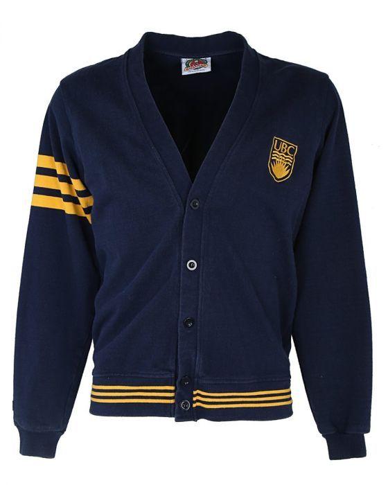 Varsity L Logo - 90s Blue Cotton Varsity Cardigan - L Blue £28 | Rokit Vintage Clothing