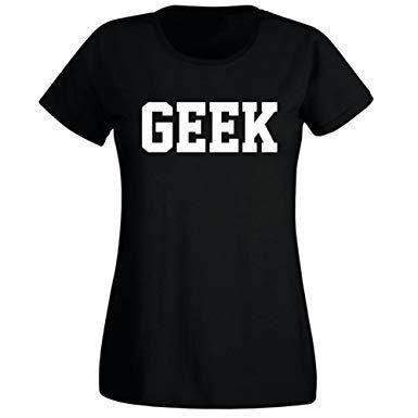 Varsity L Logo - Womens Geek Logo Varsity Nerd Slogan T-shirt: Amazon.co.uk: Clothing