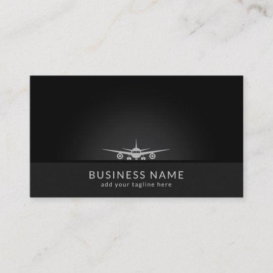Cool Aerospace Logo - Cool Plane Silhouette Landing on Tarmac Aviation Business Card ...