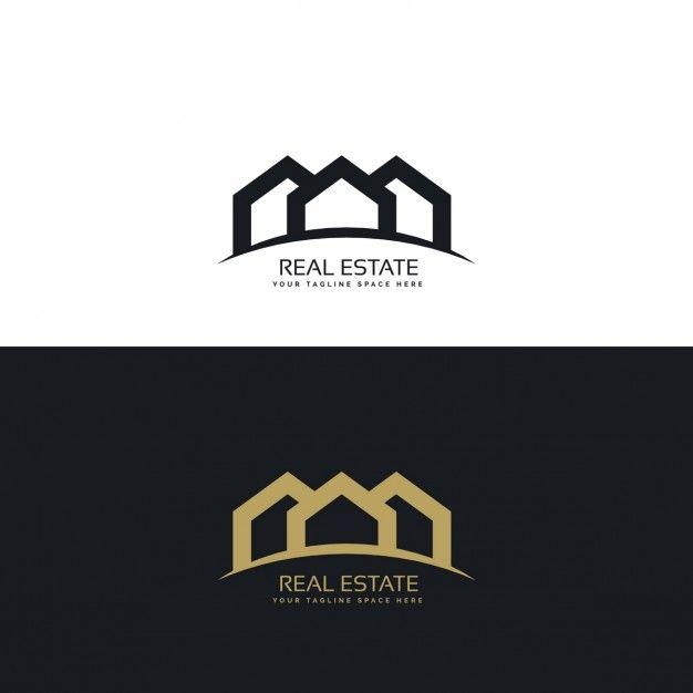 Black and Gold Logo - Black and gold real estate logo with three houses Vector