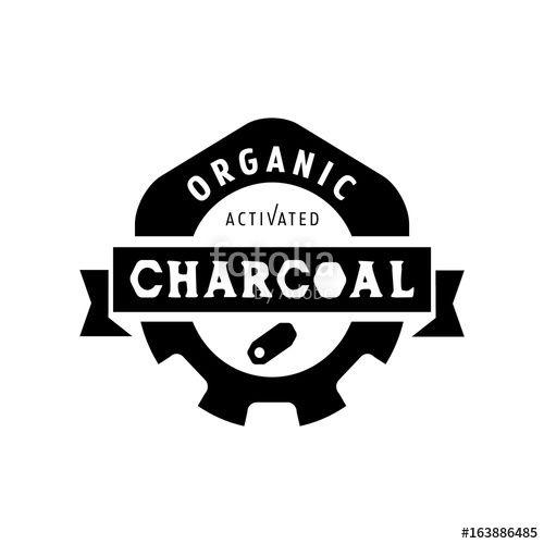Charcoal Logo - organic charcoal logo design with gear icon