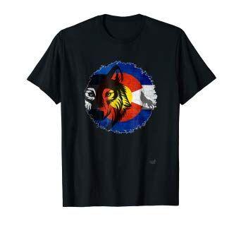 Colorado Wolf Logo - Amazon.com: Colorado Wolf T-shirt State Flag Logo Wildlife Graphic ...