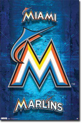 Miami Marlins Team Logo - Miami Marlins Team Logo Baseball MLB Poster: Amazon.co.uk: Sports