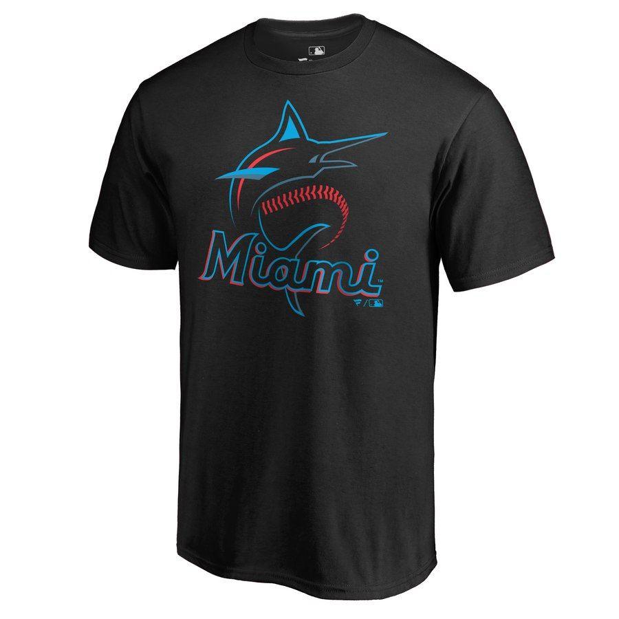 Miami Marlins Team Logo - Men's Miami Marlins Black Big & Tall Primary Team Logo T Shirt