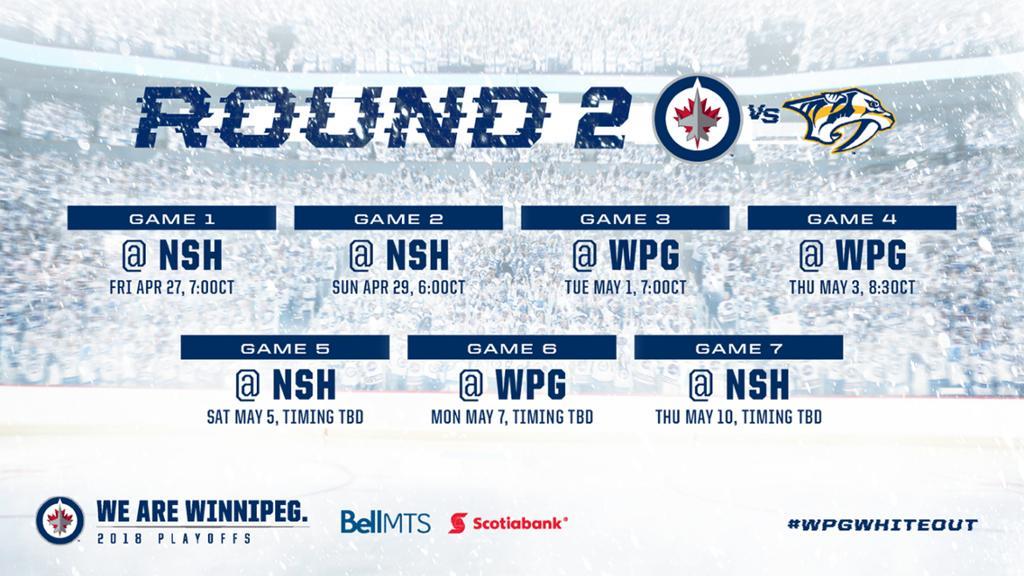 Winnipeg Jet NHL Logo - Jets release 2018 Stanley Cup Playoffs Second Round schedule