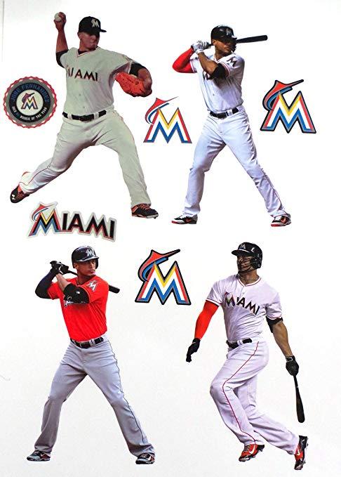 Miami Marlins Team Logo - Amazon.com: FATHEAD Miami Marlins Mini Team Set of 4 Players + 4 ...