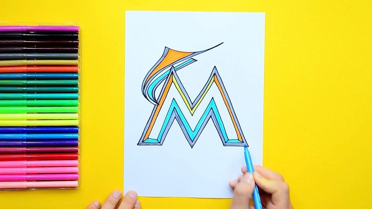 Miami Marlins Team Logo - How to draw the Miami Marlins Logo (MLB Team) - YouTube