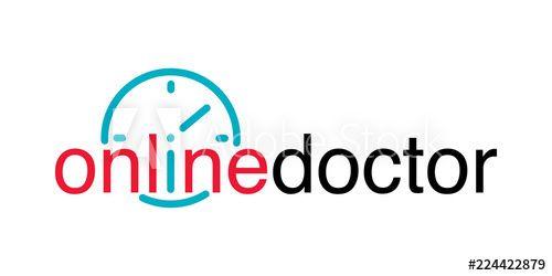 Medicine App Mobile Logo - Doctor online logo with clock icon. Mobile medicine round the clock