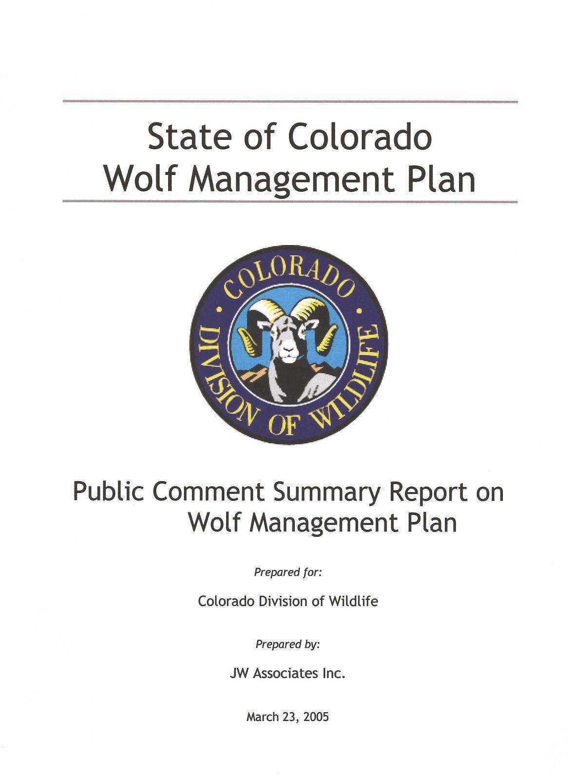 Colorado Wolf Logo - Wolf Management Plan — JW Associates
