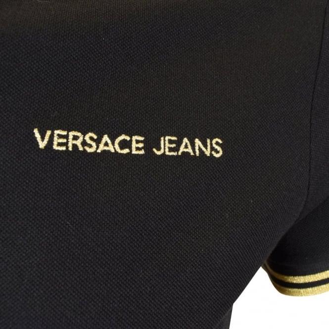 Black and Gold Logo - VERSACE JEANS Versace Jeans Black and Gold Logo Polo Shirt