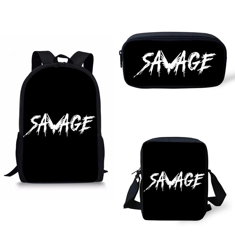 Logang Savage Logo - US $30.41 26% OFF|Backpack School Bags for Boys Girls Black White letters  print Schoolbags Teenagers BTS Logang Savage Printing Bagpack Satchel -in  ...