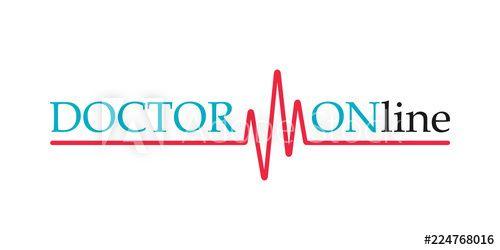Medicine App Mobile Logo - Doctors mobile app sign pulse line. Doctor online logo on white ...