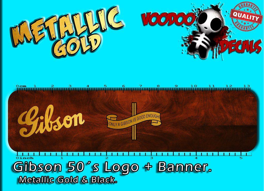 Metallic S Logo - Gibson 50´s logo + Banner - Gold and Black – Voodoo Decals