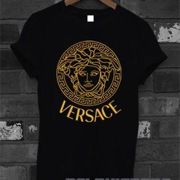 Black and Gold Logo - versace shirt versace gold logo t-shirt from DelphiStore on Etsy