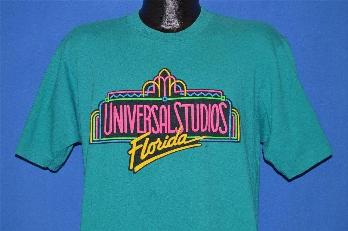 Vintage Universal Logo - Details Zu Vintage 90s UNIVERSAL STUDIOS FLORIDA NEON LOGO AMUSEMENT